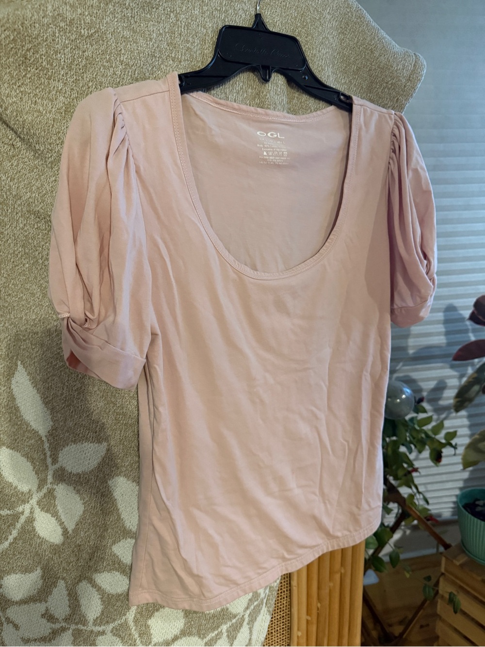 OGL Soft Pink Scoop Neck Short Sleeve Top